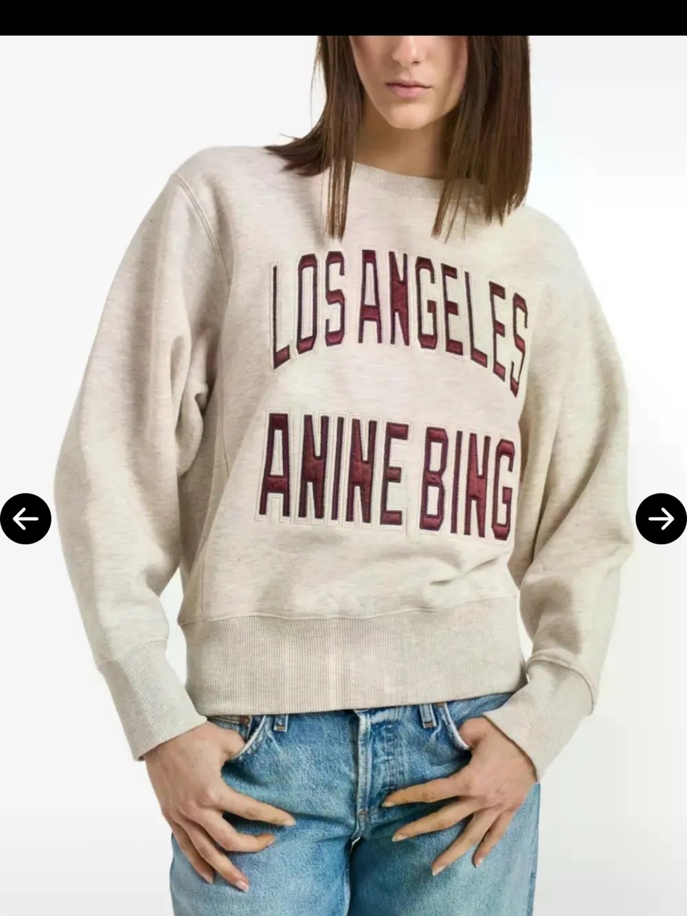 Anine Bing Cream Harry Crewneck Sweatshirt